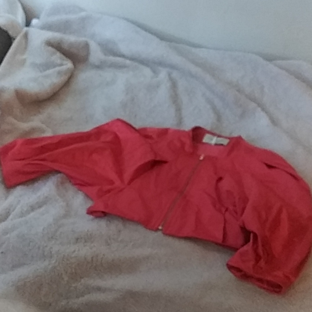 BCBG Max Azria runway cropped balloon jacket.